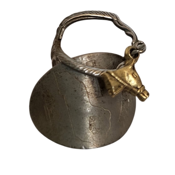 Kentucky Spoon Ring with Horse Charm – Adjustable Silver Tone Souvenir Jewelry - Picture 1 of 3